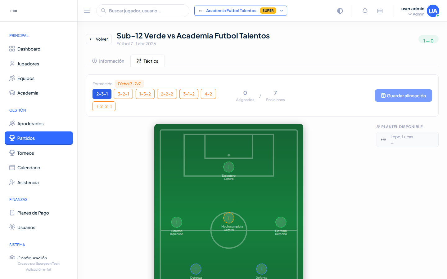 E-FOT pizarra táctica